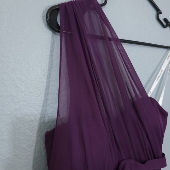 Davids Bridal Dress Womens 4 Style F15607 Purple Asymmetrical Sheer Short Party - Picture 5 of 13